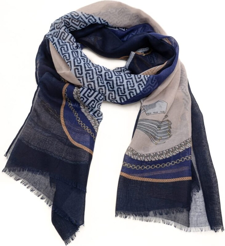 Liu Jo stola double da donna stampa catene e logo monogram all over blu