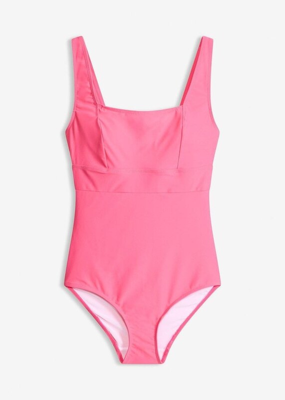 bonprix Costume intero con effetto modellante medio e scollatura squadrata, Fucsia