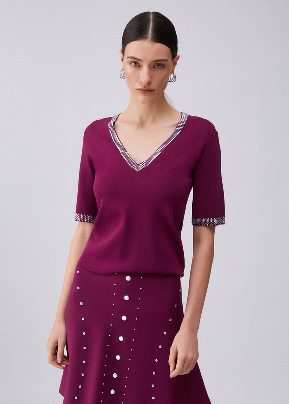 LIUJO Liu Jo T-shirt In Maglia Con Strass