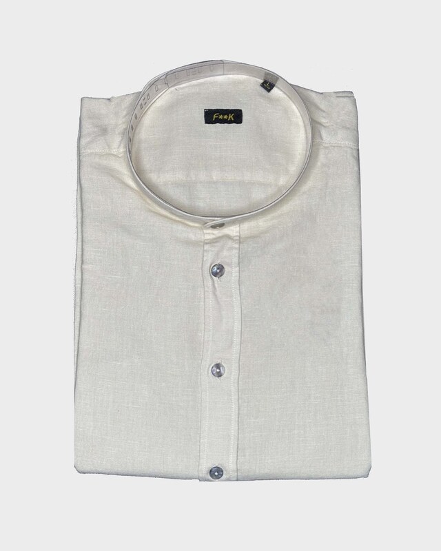 F**k Camicia Coreana Effek in cotone e lino : M