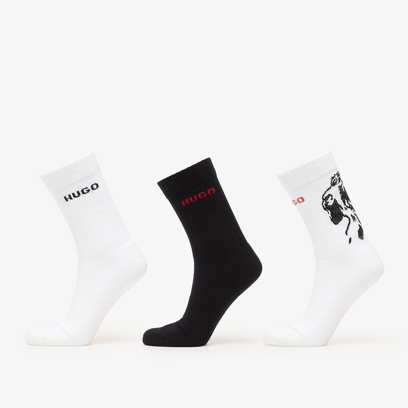 Calzini Hugo Boss Qs Angry Dog Socks 3-Pack White 43-46