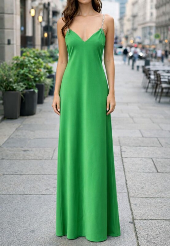 CLIPS Abito lungo in satin con clips  Donna