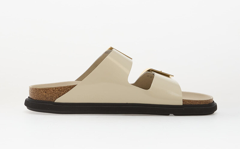 Sneakers Birkenstock Arizona Droplet Buckle Natural Leather Patent Women High-Shine Ecru