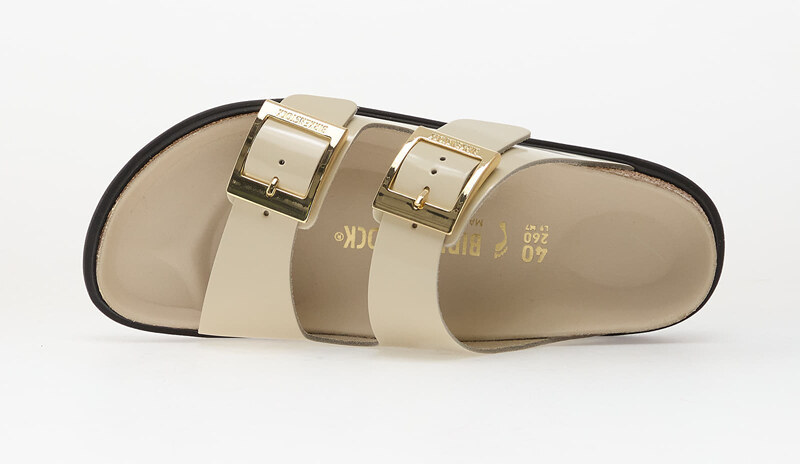 Sneakers Birkenstock Arizona Droplet Buckle Natural Leather Patent Women High-Shine Ecru