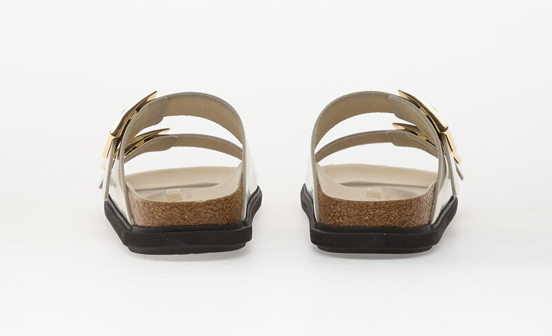 Sneakers Birkenstock Arizona Droplet Buckle Natural Leather Patent Women High-Shine Ecru