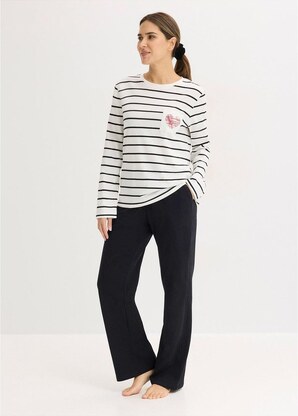 bonprix Pigiama in puro cotone, Bianco, 100% cotone