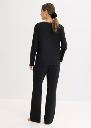 bonprix Pigiama in cotone morbido, Nero, 100% cotone