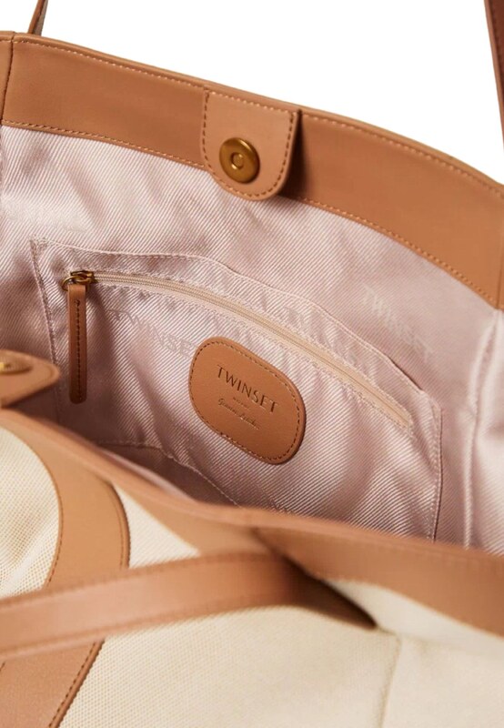 TWINSET Borsa shopper in canvas e pelle