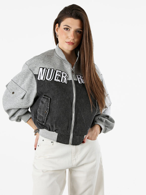 Solada Giacca In Jeans Da Donna Con Dettagli Felpa - Nero Taglia Unica