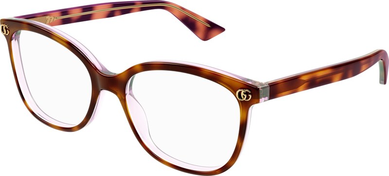 Gucci Donna Gucci GG1816O 004 Montature da vista Acetato Havana Trasparente Squadrata