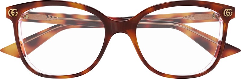 Gucci Donna Gucci GG1816O 004 Montature da vista Acetato Havana Trasparente Squadrata