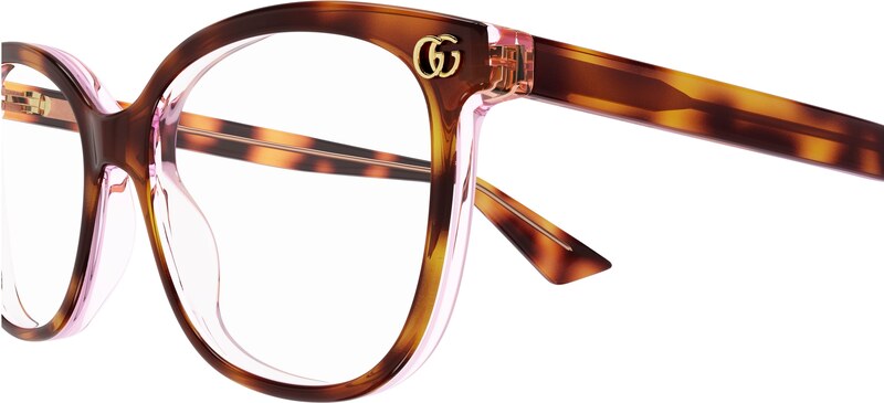 Gucci Donna Gucci GG1816O 004 Montature da vista Acetato Havana Trasparente Squadrata