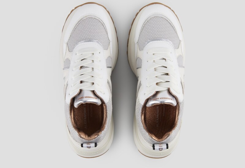 Alexander Smith Victoria Donna in pelle e tessuto tecnico con dettagli laminati argento