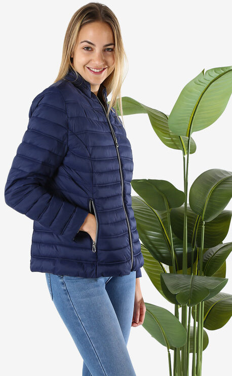 Cotton Belt Giubbino Donna 100 Grammi Con Zip - Blu Scuro Giacche Leggere Taglia S