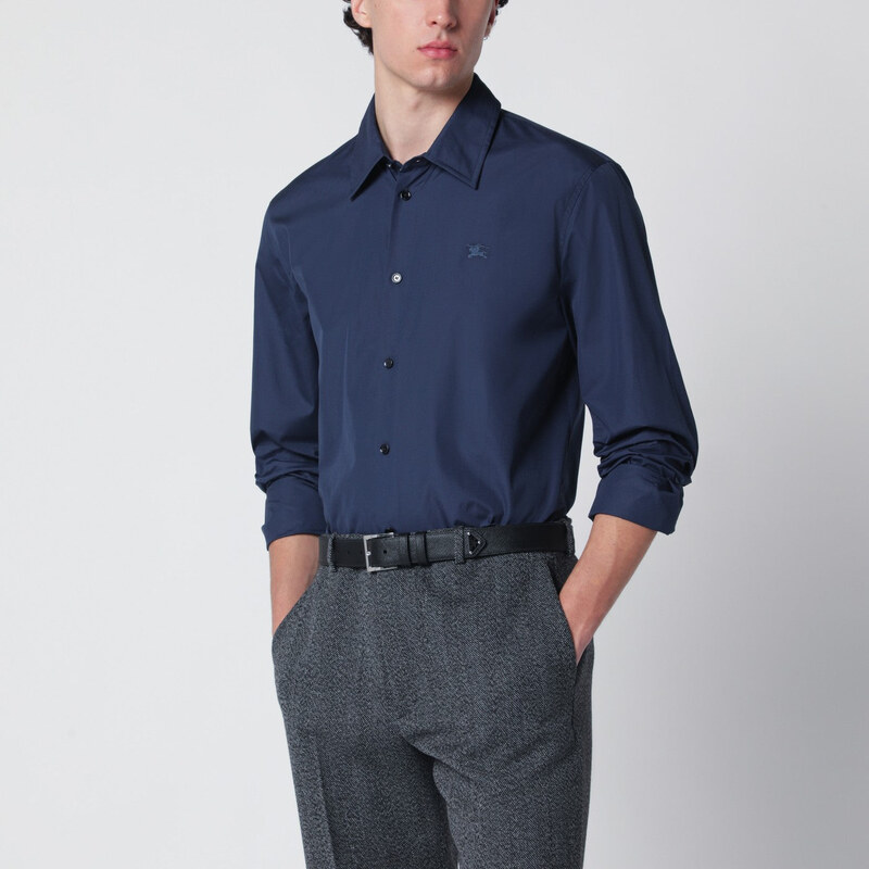 Burberry Camicia blu in cotone con EKD