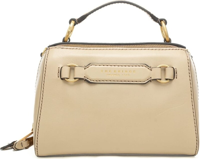 The Bridge borsa a mano da donna in vera pelle con logo lettering stampato a fuoco sul davanti burro