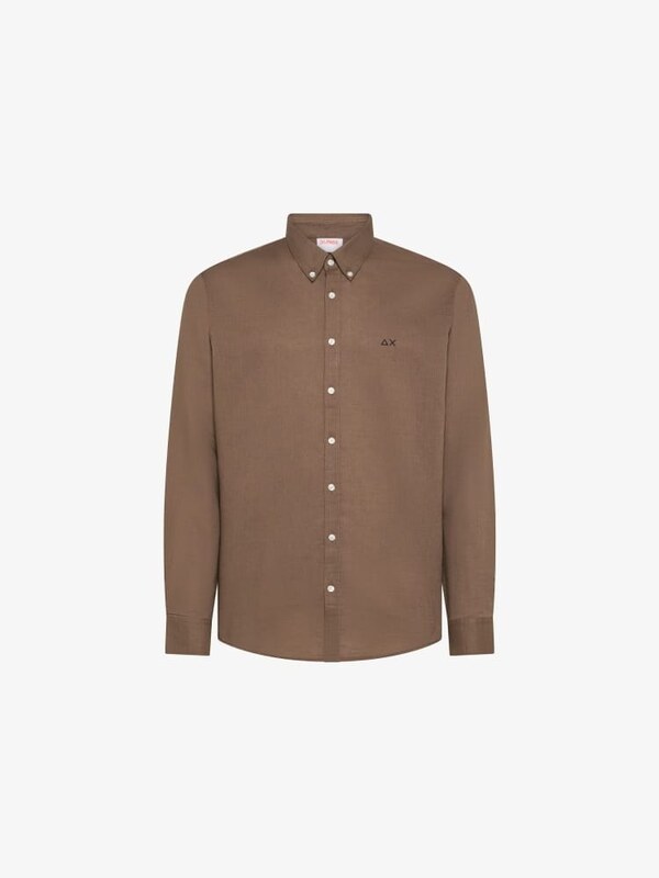Sun68 camicia marrone uomo mini logo