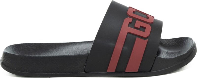 Gcds ciabatte da bambino con logo lettering a contrasto colore rosso nero