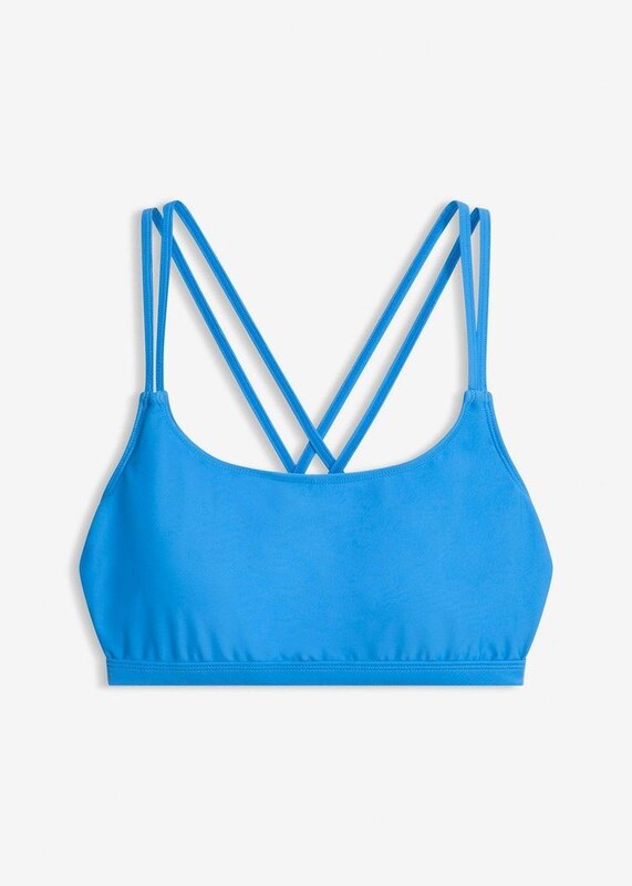 bonprix Reggiseno a bustier per bikini con spalline incrociate, Blu