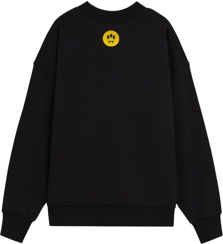 Barrow felpa girocollo unisex con maxi logo lettering stampato a contrasto colore sul collo nera