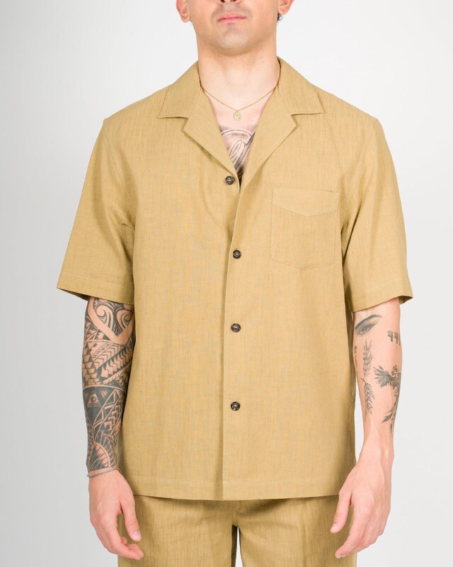 PAOLO PECORA Camicia manica corta cammello