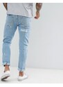 ASOS DESIGN - Jeans skinny azzurro slavato con pannelli cut and sew-Blu