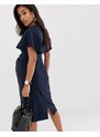 ASOS Maternity ASOS DESIGN Maternity - Vestito midi blu navy con maniche a pipistrello