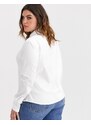 ASOS Curve ASOS DESIGN Curve - Camicia aderente a maniche lunghe in cotone elasticizzato bianco
