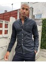 ASOS DESIGN - Camicia di jeans stretch slim nero slavato-Grigio