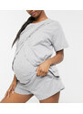 ASOS Maternity ASOS DESIGN Maternity - Pantaloncini del pigiama mix & match in jersey grigio mélange