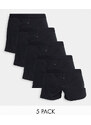 ASOS DESIGN - Confezione da 5 boxer in jersey neri-Nero