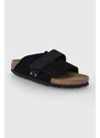 Birkenstock ciabatte slide in camoscio Kyoto donna colore nero 1022566