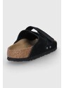 Birkenstock ciabatte slide in camoscio Kyoto donna colore nero 1022566