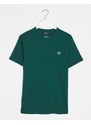 Fred Perry - T-shirt verde con bordi a contrasto