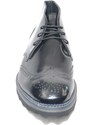 Malu Shoes Polacchino scarpe uomo man tomaia in vera pelle abrasivato nero fondo micro antiscivolo con rigo grigio