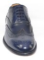 Malu Shoes Calzature uomo cerimonia elegante francesina stringata abrasivato blu fondo cuoio antiscivolo vera pelle made in italy