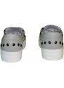 Malu Shoes Scarpe donna grigio borchie vera pelle artistico con zip laterali mocassino fondo alto made in italy
