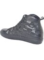 Malu Shoes Sneakers alta uomo pelle nero moda glamour intreccio a mano fondo antiscivolo tono su tono made in italy