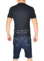 Malu Shoes T-shirt uomo nero basic con fori black e stampa fake slim fit estate moda giovanile