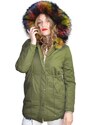 K-ZELL Parka donna verde invernale con pelliccia blu colorata giubbotto piumino lungo pelo extra volume imbottito caldo moda