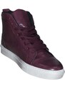 Malu Shoes Sneakers Alta bordeaux spazzolato classico sportivo linea basic a mano vera pelle fondo anatomico lacci nero moda