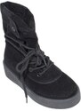 Malu Shoes Sneakers alta art.8667 in nabuk nero con fondo alto nero stile underground street style