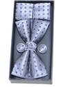 Malu Shoes Set coordinato art P083 uomo papillon con gemelli e pochette blu elegante cerimonia