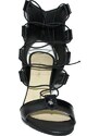 Malu Shoes Sandali tacco nero art.st9099 made in italy accessori borchie stringhe lacci pelle lucido moda comfort fondo antiscivolo
