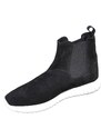 Malu Shoes Sneakers alta art.994 nero in camoscio fondo bianco running