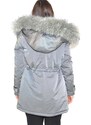 K-ZELL Parka donna invernale con pelliccia ecologic giacca giubbotto piumino lungo grigio pelo extra volume imbottito caldo mod