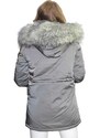 K-ZELL Parka donna invernale con pelliccia ecologic giacca giubbotto piumino lungo grigio pelo extra volume imbottito caldo mod