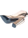 Malu Shoes SCARPE DONNA TRONCHETTO PUNTA SPECCHIATO CHAMPAGNE MADE IN ITALY GLAMOUR MODA TACCO LARGO