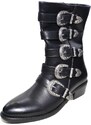 Malu Shoes Stivaletti donna art.533 nero con con fibbie e zip nero antiscivolo