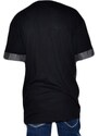 Malu Shoes T- shirt basic uomo cotone nero modello over con inserti in tessuto grigio su maniche e petto girocollo made in italy